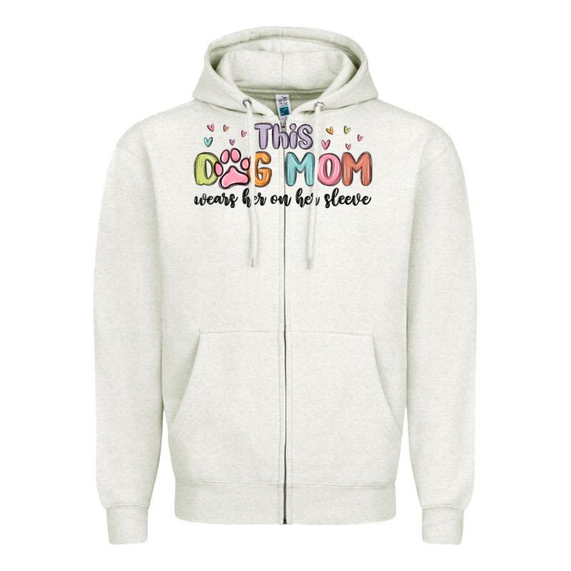 This Dog Mom Wears Her Heart On Her Sleeve Zipper Hoodie by MaliasSmallBusiness | Teevron