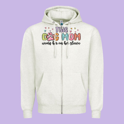 This Dog Mom Wears Her Heart On Her Sleeve Zipper Hoodie Designed By Maliassmallbusiness