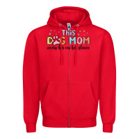 Red this dog mom wears her heart on her sleeve Zipper Hoodie - MaliasSmallBusiness