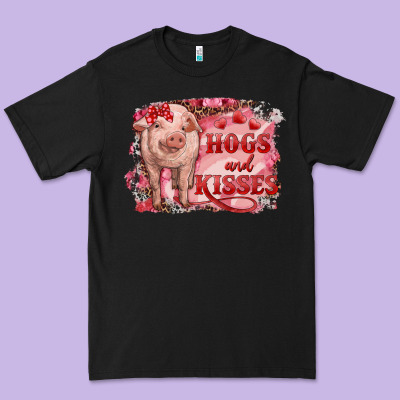 Premium Tee Valentines Day Pig Hogs And Kisses
