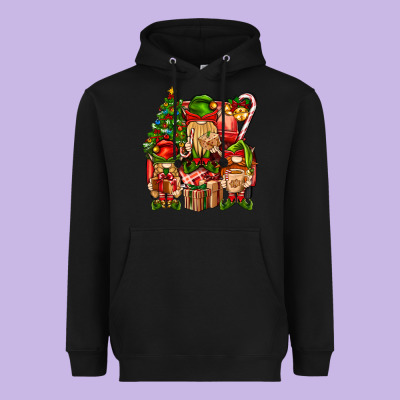 Christmas Elf Truck Heavyweight Hoodie Designed By Bundleandbundleshop