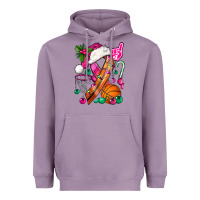 Lavender Pink Christmas Breast Cancer Ribbon Basketball Heavyweight Hoodie - BundleAndBundleShop