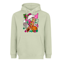 Matcha Pink Christmas Breast Cancer Ribbon Basketball Heavyweight Hoodie - BundleAndBundleShop