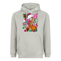 Moon Dust Pink Christmas Breast Cancer Ribbon Basketball Heavyweight Hoodie - BundleAndBundleShop