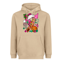 Mushroom Pink Christmas Breast Cancer Ribbon Basketball Heavyweight Hoodie - BundleAndBundleShop