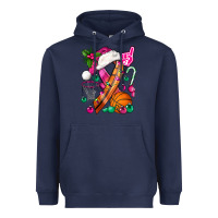 Navy Pink Christmas Breast Cancer Ribbon Basketball Heavyweight Hoodie - BundleAndBundleShop