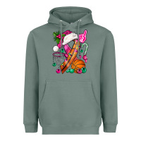 Sage Pink Christmas Breast Cancer Ribbon Basketball Heavyweight Hoodie - BundleAndBundleShop