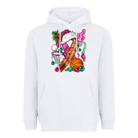 White Pink Christmas Breast Cancer Ribbon Basketball Heavyweight Hoodie - BundleAndBundleShop
