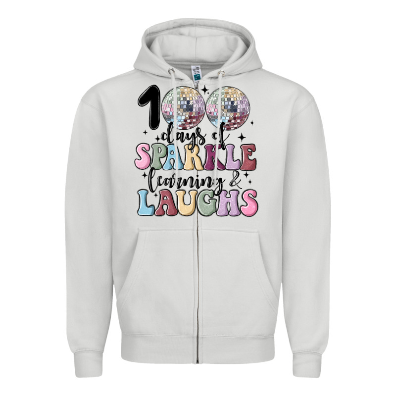 100 Days Of Sparkle Learning And Laugh Faux Sequin Zipper Hoodie by MaliasSmallBusiness | Teevron