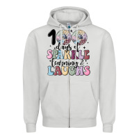 Dove Grey 100 days of sparkle learning and laugh faux sequin Zipper Hoodie - MaliasSmallBusiness