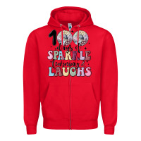 Red 100 days of sparkle learning and laugh faux sequin Zipper Hoodie - MaliasSmallBusiness