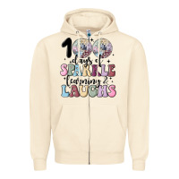 Sandshell 100 days of sparkle learning and laugh faux sequin Zipper Hoodie - MaliasSmallBusiness
