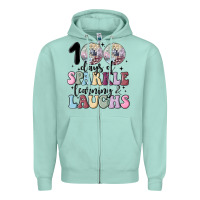Seafoam 100 days of sparkle learning and laugh faux sequin Zipper Hoodie - MaliasSmallBusiness