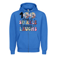 True Royal 100 days of sparkle learning and laugh faux sequin Zipper Hoodie - MaliasSmallBusiness