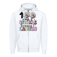 White 100 days of sparkle learning and laugh faux sequin Zipper Hoodie - MaliasSmallBusiness