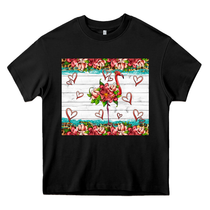 Flamingo With Tropical Flowers Heavy Core Tee by Artiststas | Teevron