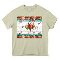 Mossy flamingo with tropical flowers Heavy Core Tee - Artiststas