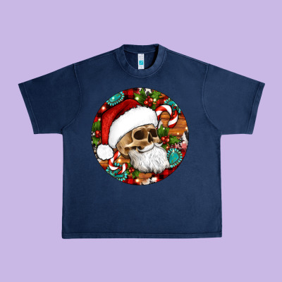 Christmas Hippie Skeleton Santa Ornament Urban Heavy Tee Designed By Artiststas