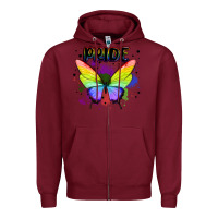 Burgundy rainbow butterfly pride lgbtq Zipper Hoodie - MaliasSmallBusiness