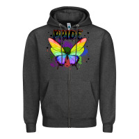 Charcoal Heather rainbow butterfly pride lgbtq Zipper Hoodie - MaliasSmallBusiness
