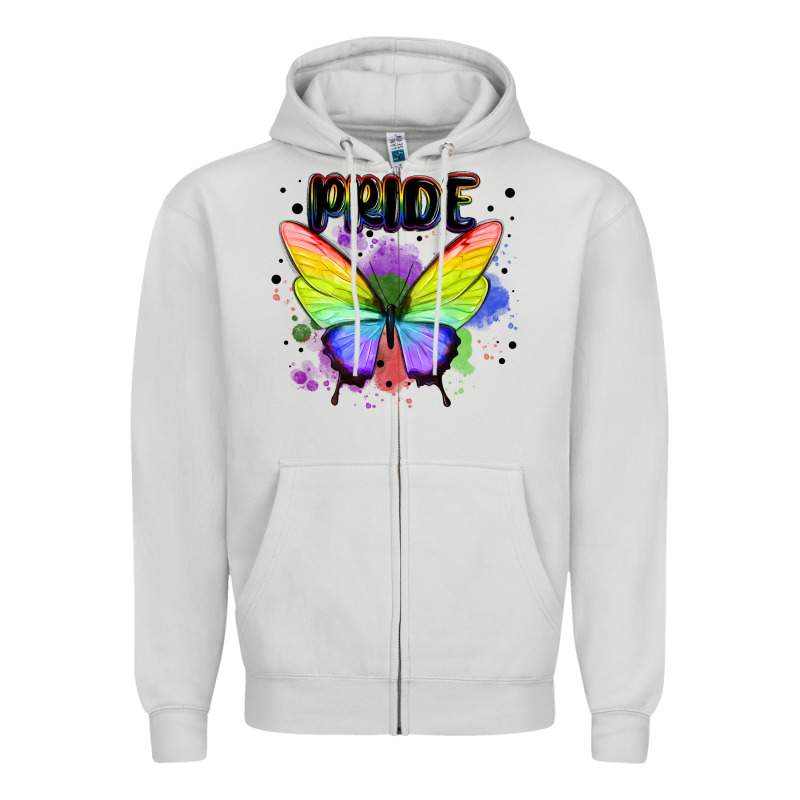 Rainbow Butterfly Pride Lgbtq Zipper Hoodie by MaliasSmallBusiness | Teevron