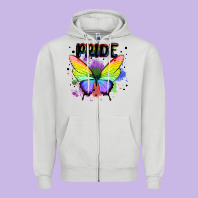 Rainbow Butterfly Pride Lgbtq Zipper Hoodie Designed By Maliassmallbusiness