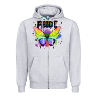 Heather Grey rainbow butterfly pride lgbtq Zipper Hoodie - MaliasSmallBusiness