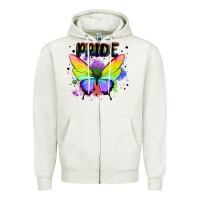 Oatmeal Heather rainbow butterfly pride lgbtq Zipper Hoodie - MaliasSmallBusiness