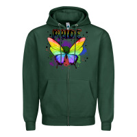 Sports Green rainbow butterfly pride lgbtq Zipper Hoodie - MaliasSmallBusiness
