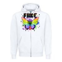 White rainbow butterfly pride lgbtq Zipper Hoodie - MaliasSmallBusiness
