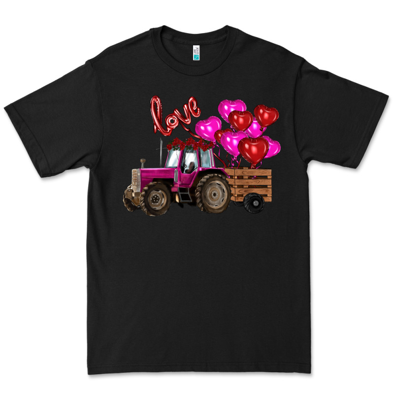 Valentine's Day Pink Tractor With Pin Heart Balloons Premium Tee by RanaPortraitStore | Teevron