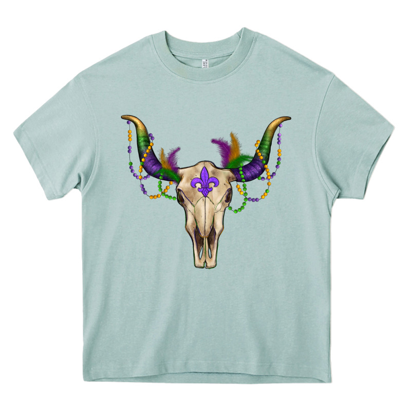 Mardi Gras Bull Skull Heavy Core Tee by RanaPortraitStore | Teevron
