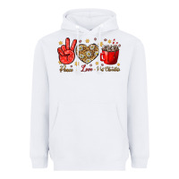 White Peace Love Hot Chocolate Heavyweight Hoodie - BundleAndBundleShop