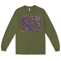 Army Green leopard with navy blue glitter Long Sleeve Tee - Artiststas