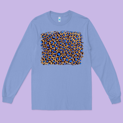 Leopard With Navy Blue Glitter Long Sleeve Tee Designed By Artiststas