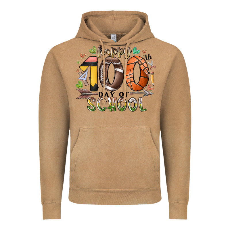 Happy 100 Americana Football Basketball Day Of Sch Vintage Hoodie by RacoonDesign | Teevron