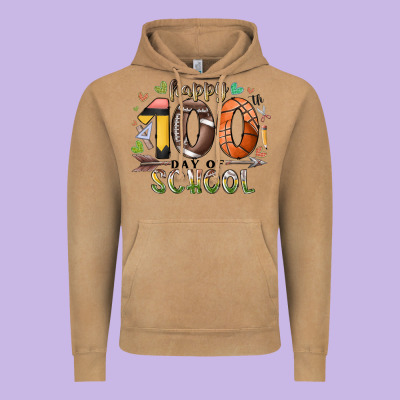 Happy 100 Americana Football Basketball Day Of Sch Vintage Hoodie Designed By Racoondesign