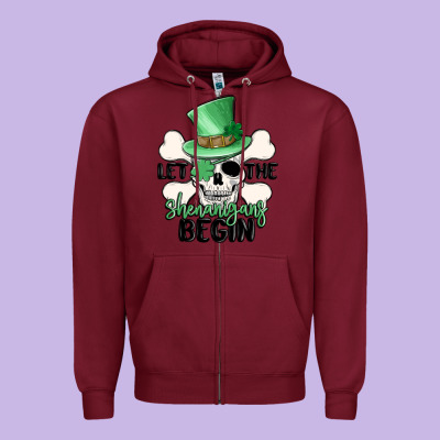 Let The Shenanigans Begin Zipper Hoodie Designed By Maliassmallbusiness
