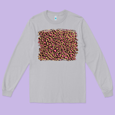 Leopard With Pink Glitter Long Sleeve Tee Designed By Artiststas