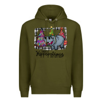Army Green I Want Hippopotamus For Christmas Premium Hoodie - Bettercallsaul
