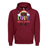 Burgundy all for love and love for all Zipper Hoodie - MaliasSmallBusiness