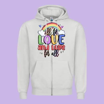 All For Love And Love For All Zipper Hoodie Designed By Maliassmallbusiness