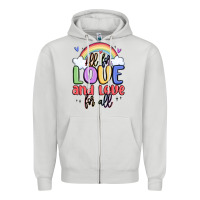 Dove Grey all for love and love for all Zipper Hoodie - MaliasSmallBusiness