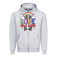 Heather Grey all for love and love for all Zipper Hoodie - MaliasSmallBusiness
