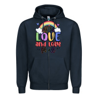 Navy all for love and love for all Zipper Hoodie - MaliasSmallBusiness
