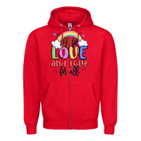 Red all for love and love for all Zipper Hoodie - MaliasSmallBusiness