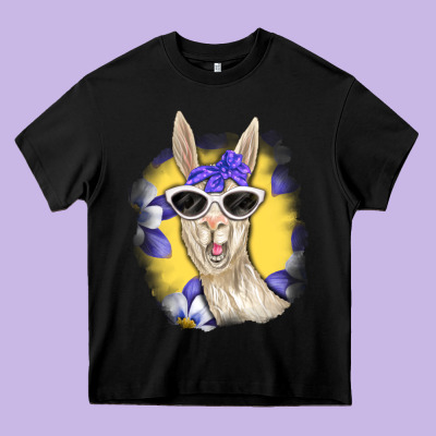 Heavy Core Tee Llama With Sunglasses