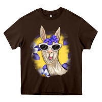 Chocolate Brown Llama With Sunglasses Heavy Core Tee - RanaPortraitStore