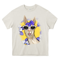 Cream Llama With Sunglasses Heavy Core Tee - RanaPortraitStore