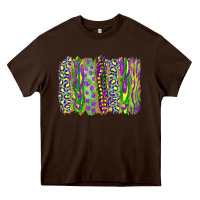 Chocolate Brown Mardi Gras Leopard Beads Brushstrokes Heavy Core Tee - RanaPortraitStore